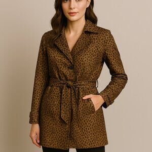 Cheetah Print Classic Double Breasted Fully Lined Trench Coat Med, Joan Rivers